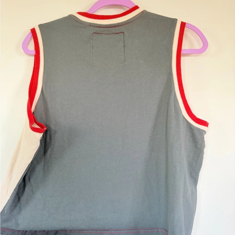Marvel Logo Sleeveless Tank Top Colorblock Red/Gray Unisex Style Size XL